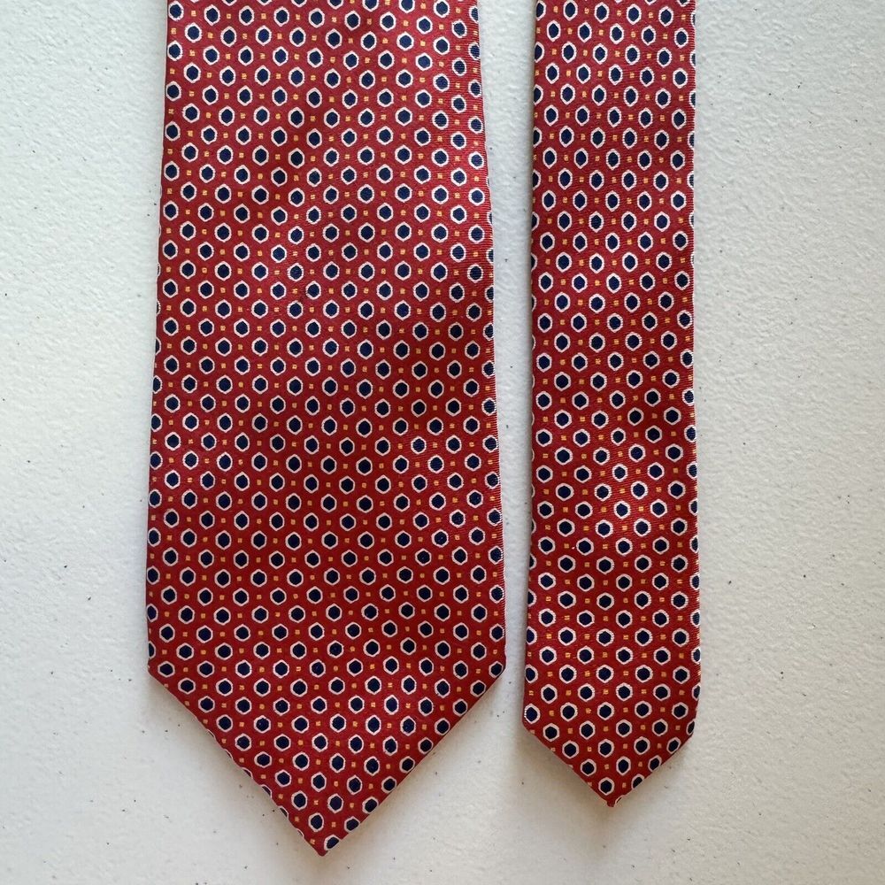 RALPH LAUREN LRL Neck Tie Mens Red 100% Silk Geometric Preppy Designer Classic